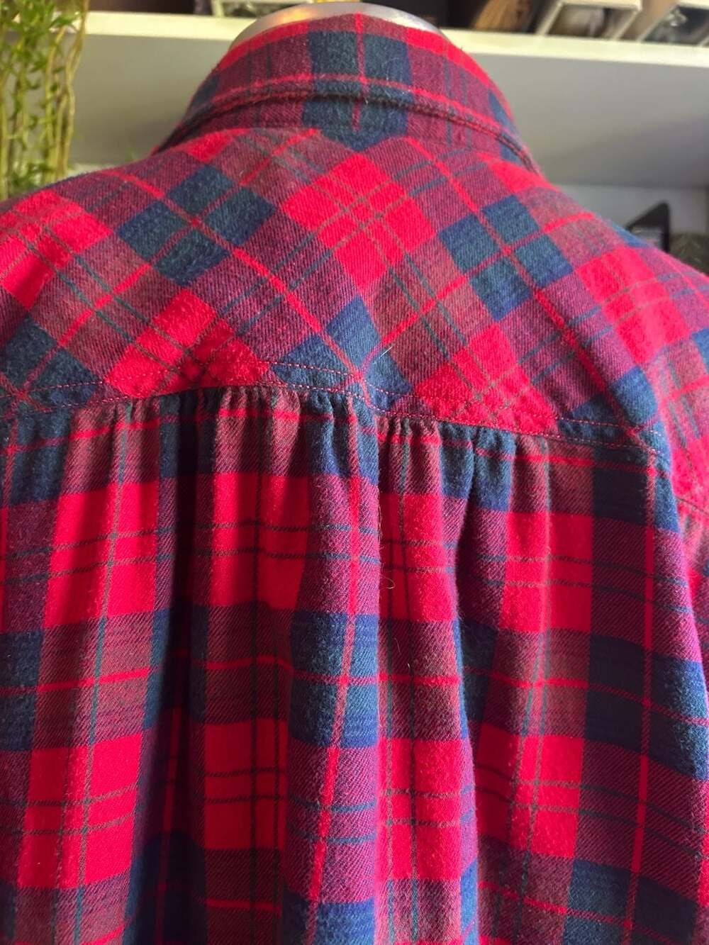 Lands' End Flannel Shirt Size 2X womens Red Blue Plaid Button Down - Picture 4 of 10